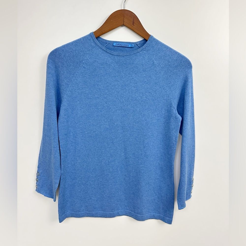 J. McLaughlin Jamey Crew Neck Button Cuff  Sweater Blue Size Extra Small